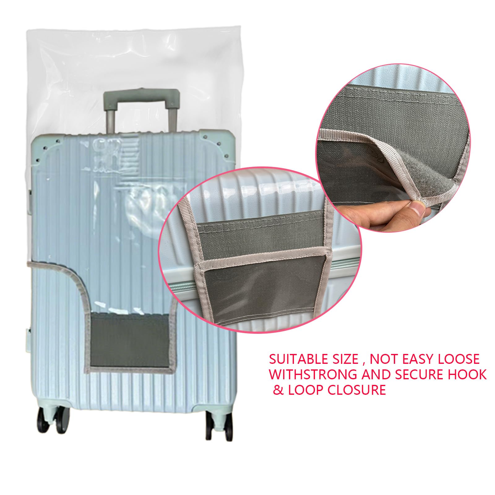 Funda de equipaje de PVC grueso para maleta, protector transparente para tapa de maletero, impermeable y resistente a los arañazos, transparente(full clear), Set 20/24/28inch, Totalmente