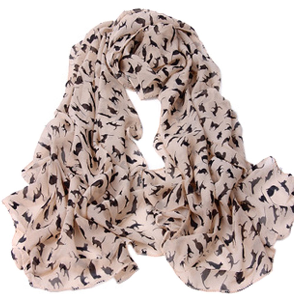 Bestchoice2go(TM) Women's Fashion Chiffon Cat Pattern Scarves Shawls