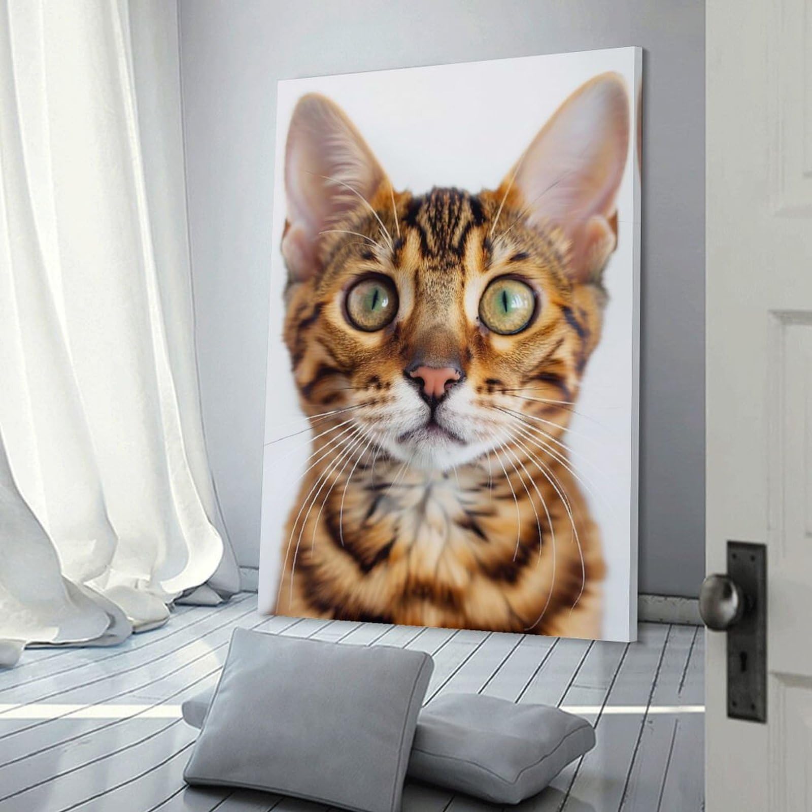 Junmoney Bengal Face Canvas Wall Picture 24x36inch(60x90cm), for Contemporary Homes, Apartments Or Offices, Wall Decor with Flexible Room Appeal
