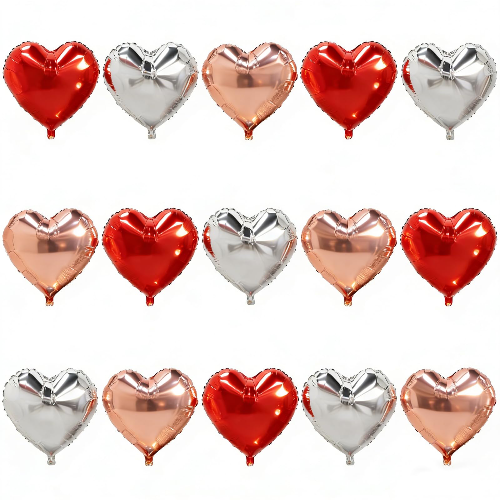 Photo 1 of 15 PCS Heart Foil Balloons, 18 Inch Red Rose Gold Sliver Heart Shaped Balloons for Mother's Day Valentines Galentines Day Anniversary Baby Shower Bridal Shower Wedding Party Decorations
