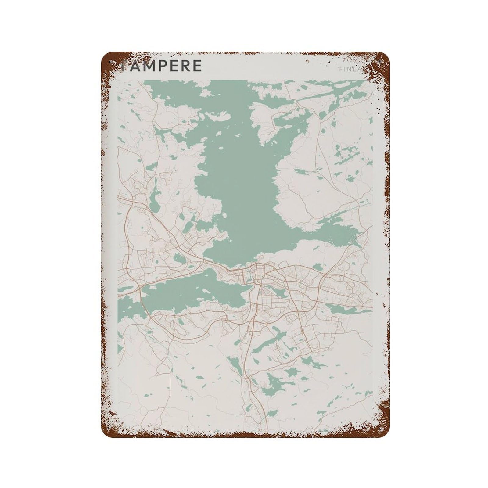 xiaoxiaoshen Tampere Map Finland Travel Gift Farmhouse Decor Wall Decor Art Metal Tin Poster Modern Home Decor Art Home Bar Shop Decorations Vintage Sign 40x30cm