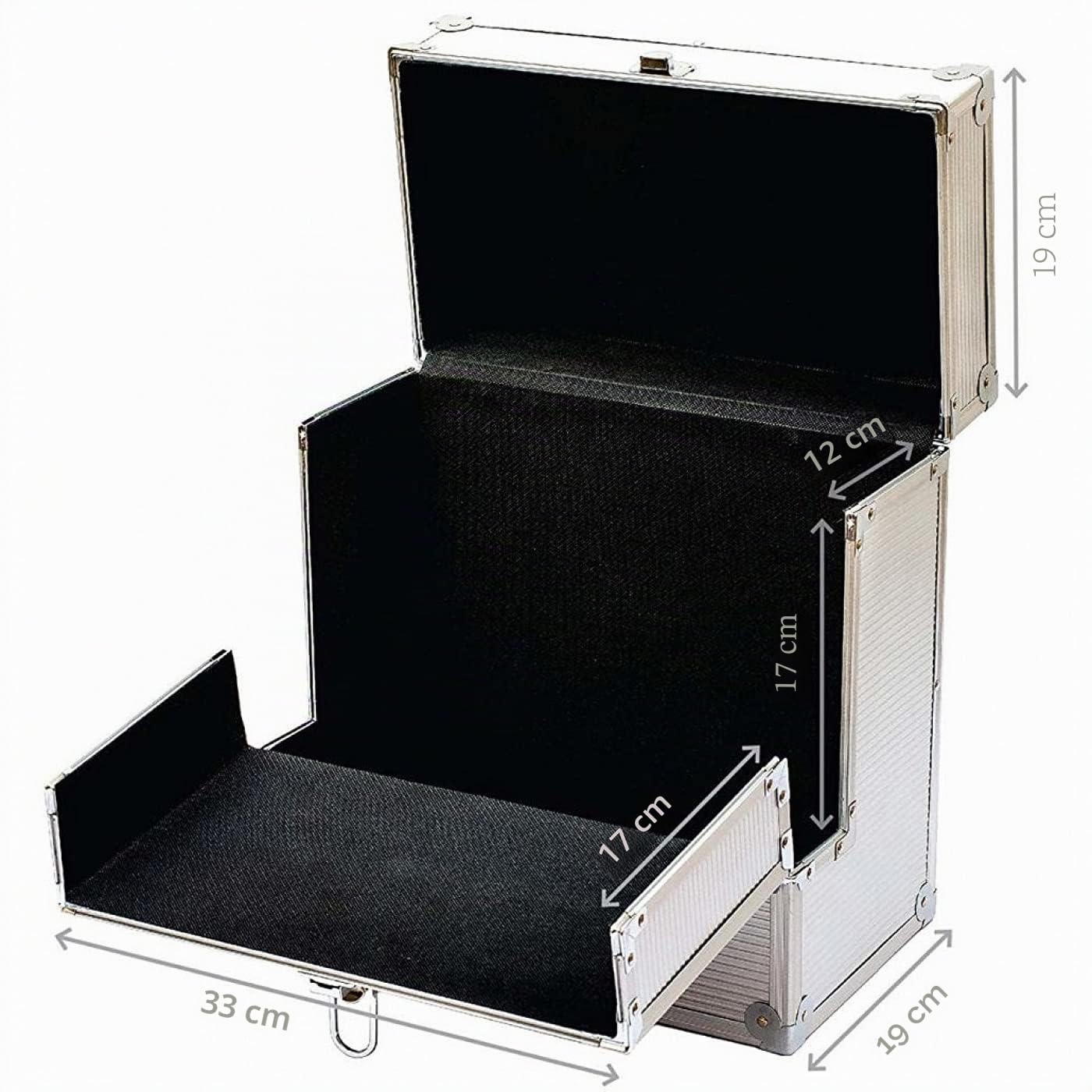 Valise à disques vinyle verrouillable pour 40 plateaux Argenté 33 x 19 x 34 cm