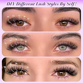 Yawamica Lash Extension Kit Wispy Lash Clusters Kit 10-18mm Cluster Eyelash Extensions D Curly Individual Lashes Medium Volume Cluster Lashes DIY Lash Kit with Bond and Seal and Lash Tweezers