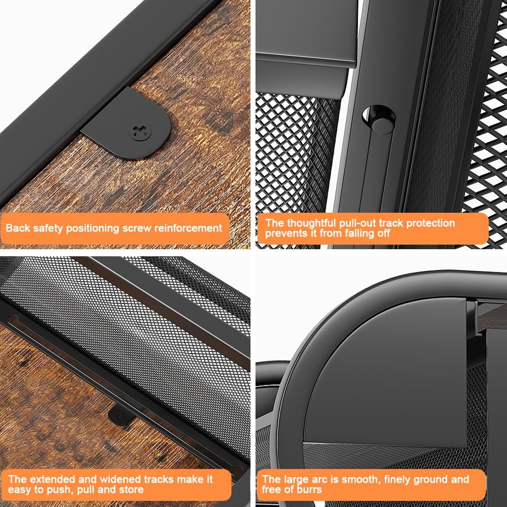 GarveeHome Organizador de cápsulas de café para cocina - Cajón de metal y madera con cesta deslizante - Soporte para hasta 90 cápsulas, espacio para vasos y tapas - Black Clásico