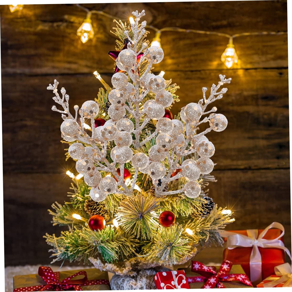 Alipis 36 Pièces Imitation De Baies De Noël Fausses Baies De Houx Arbre De Noël Artificielle Choix De Cueillette De Fleurs De Cueillette De Houx De De Mousse