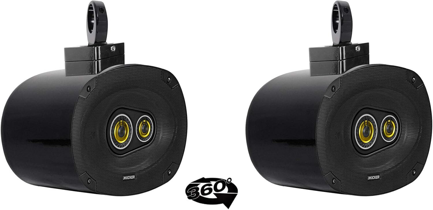 (2) Kicker CSC693 6x9 360 Swivel Black Aluminum Wakeboard Tower Speakers Electronics