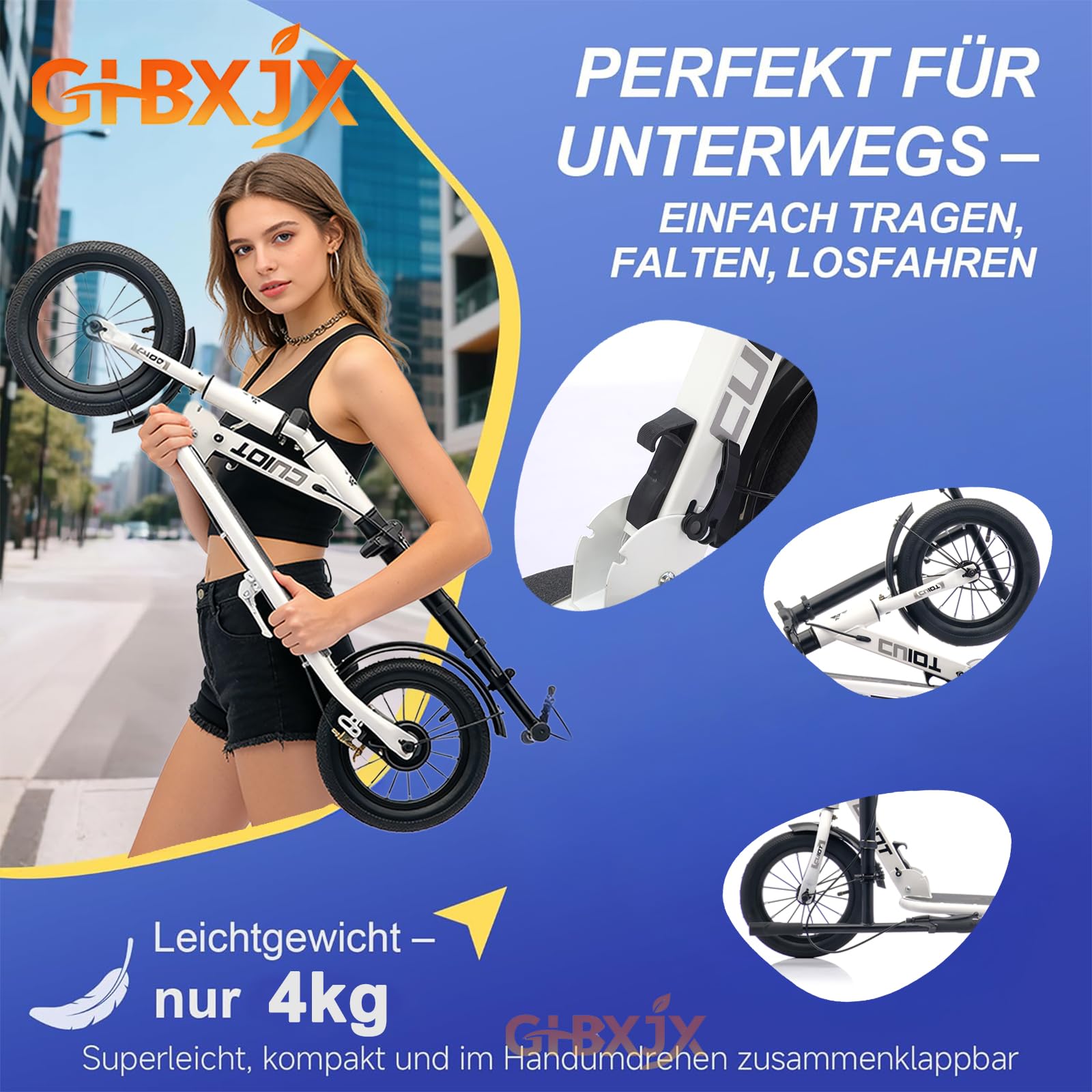 GHBXJX 290 mm XXL Big Wheel Scooter Adult 150 kg Load Capacity