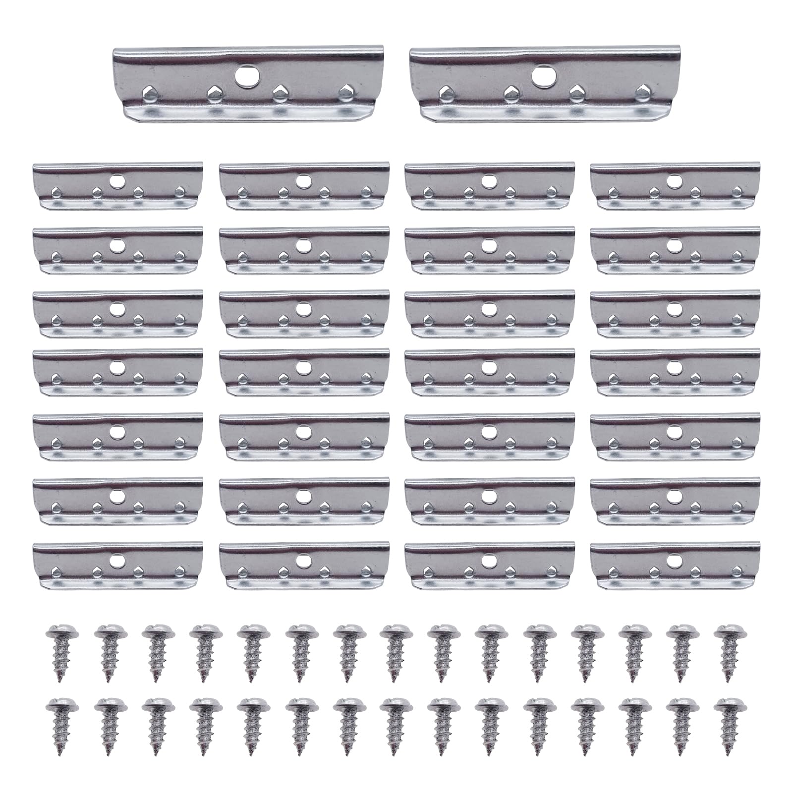 30 clips de extremo de metal para correas de goma, 1/2 x 2 pulgadas de repuesto para tapicería de muebles, clips de extremo para sofá, silla, muebles con tornillos