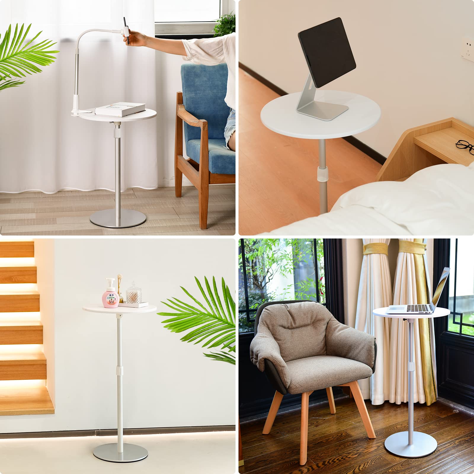 Amazon｜SupeDesk サイドテーブル 丸 小さめ 直径40cm 昇降式 58cm 