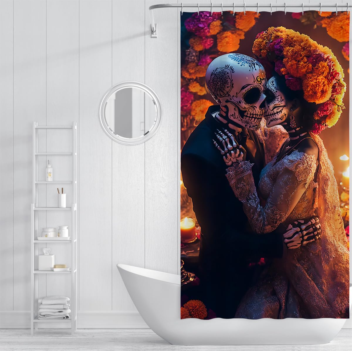 Tende Doccia Scheletro Spettrale Gotico Halloween 200x200cm