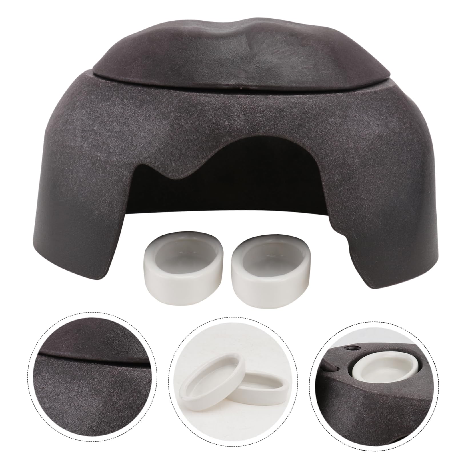 Rifugio Caverna Umidificante per Rettili, 1 Pezzo in Ceramica | Colore Caffè, Design Separabile, Include Ciotola Ceramica, Adatto a Aracnidi e Rettili