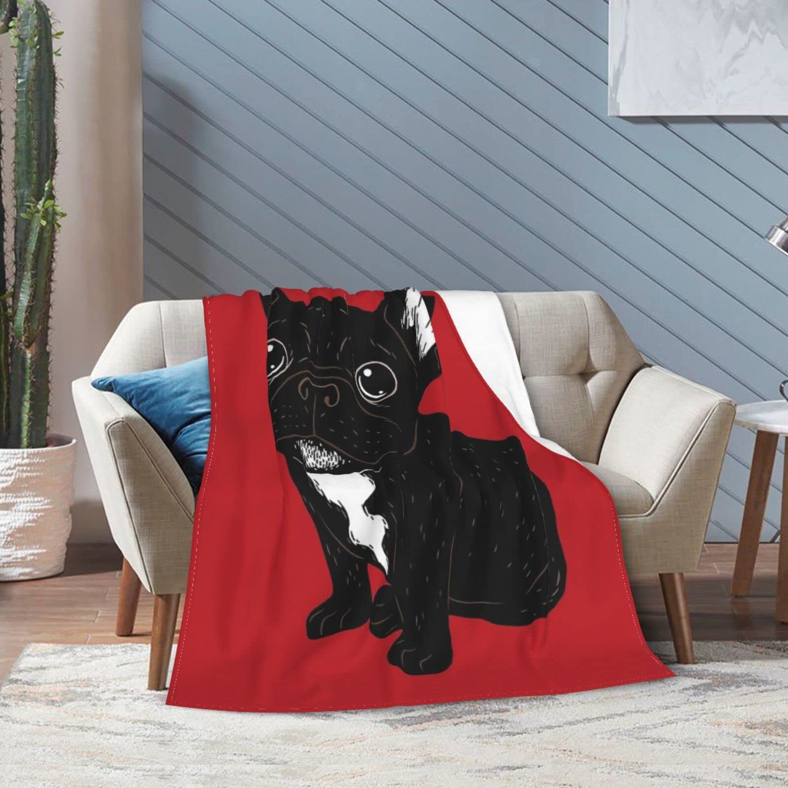 Flanell-Überwurfdecke Mit Französischer Bulldogge – 127 X 152 Cm, Weich & Kuschelig