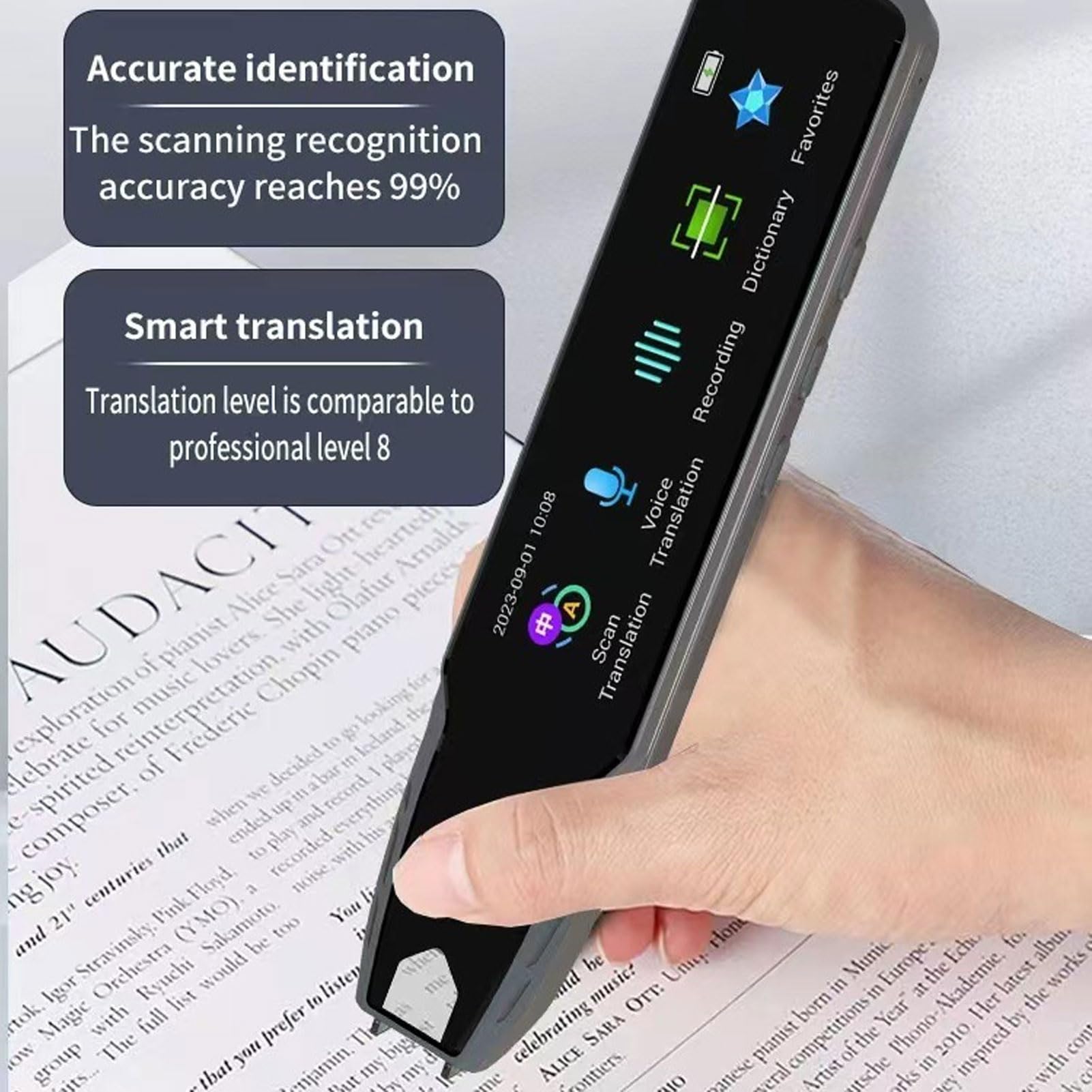 Penna di Traduzione per Studenti e Studenti di Lingue, Convertitore Vocale Istantaneo da 1050mAh con Supporto per 112 Lingue Scanner Ocr con Altoparlante Integrato