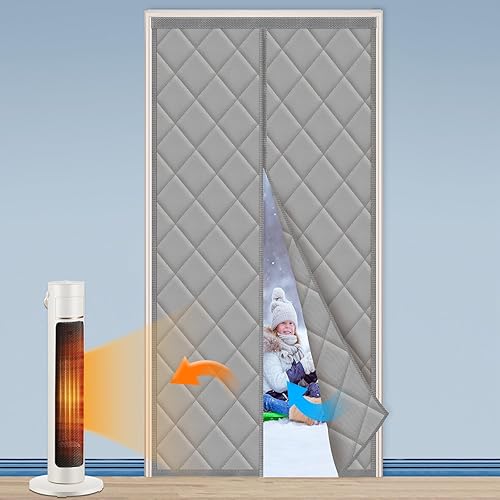 Cortina de puerta magnética con aislamiento térmico para invierno, se adapta a puertas de 32 x 80 pulgadas, kit de aislamiento de puerta ultra