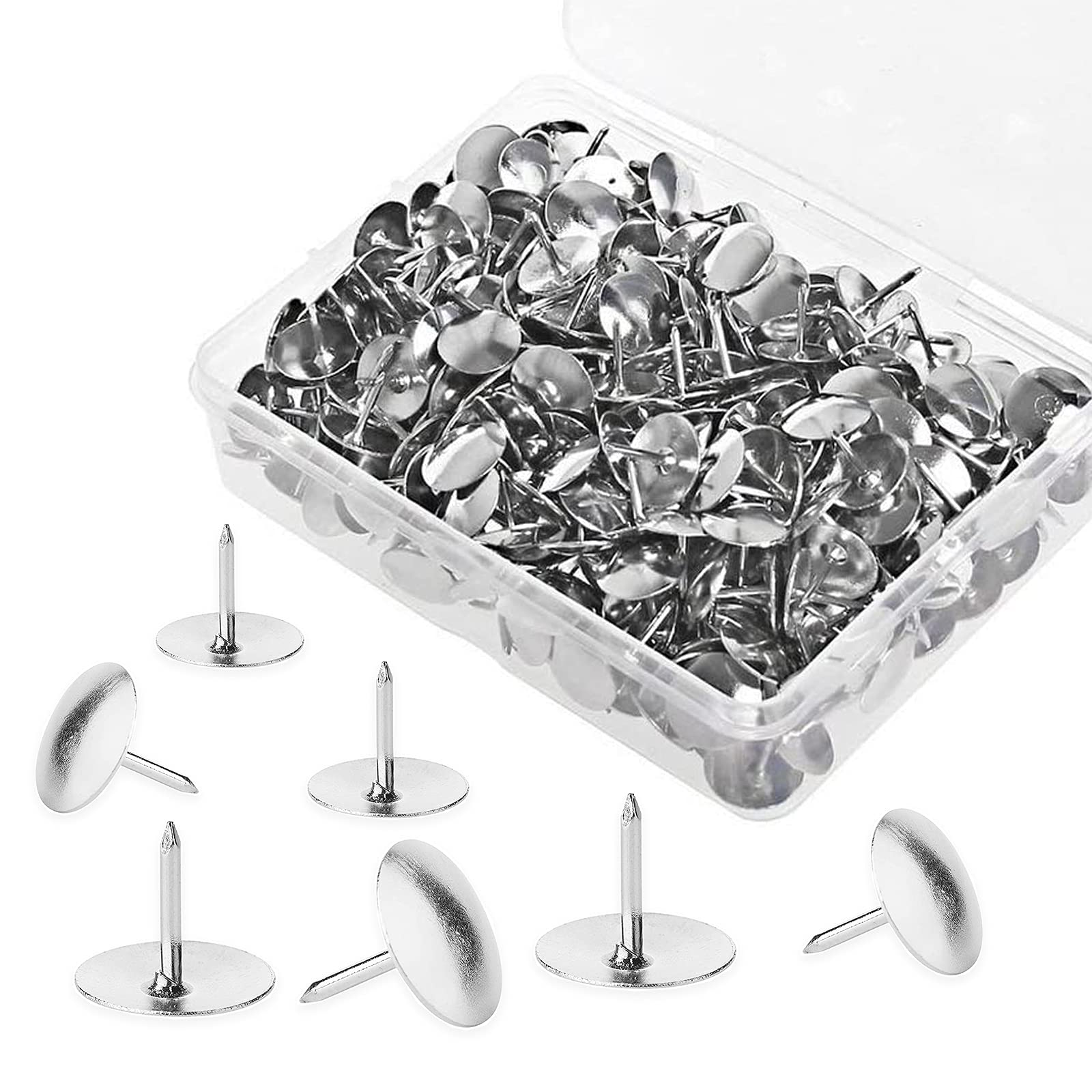Buy Nickel Drawing Pins, Tacks,500 pcs Round Pushpins ,9.5mm Silver