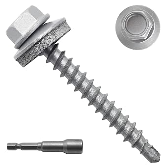250PCS #10 x 1-1/2" Galvanized Hex Head Self-Drilling Metal Roofing Screws