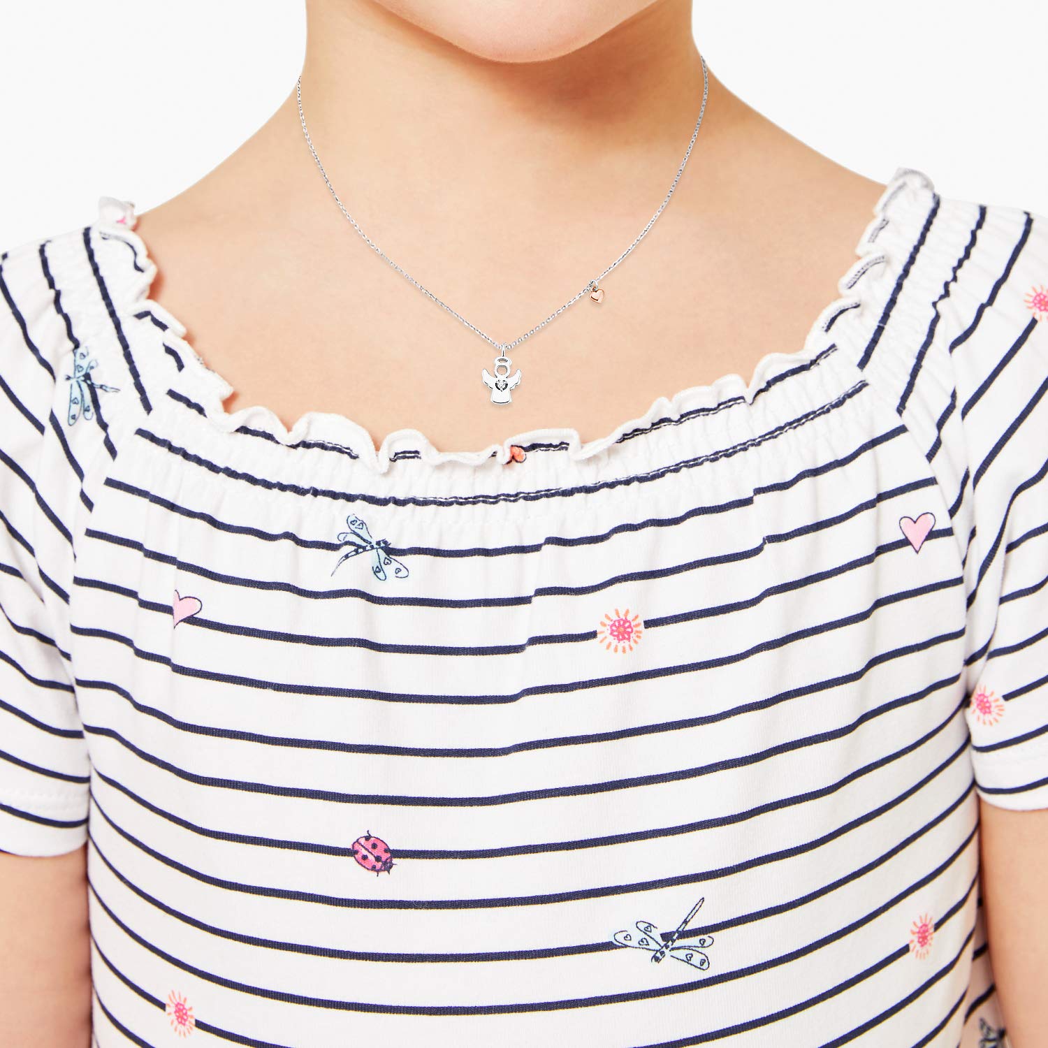s.Oliver Kette mit Anhänger 925 Sterling Silber Mädchen Kinder Halsschmuck, mit Zirkonia synth., 37+3 cm, Silber, Engel, Kommt in Schmuck Geschenk Box, 2028454