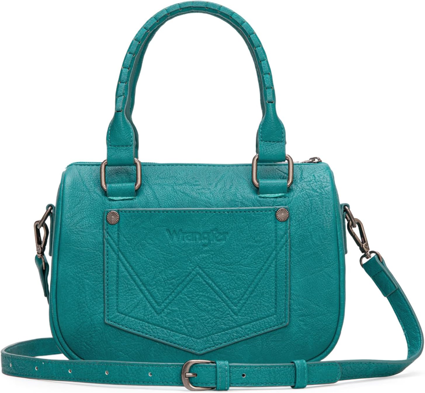 Wrangler Satchel Bag Fringe Crossbody Purse Turquoise Top Handle Shoulder Bag with Detachable Strap - Image 5
