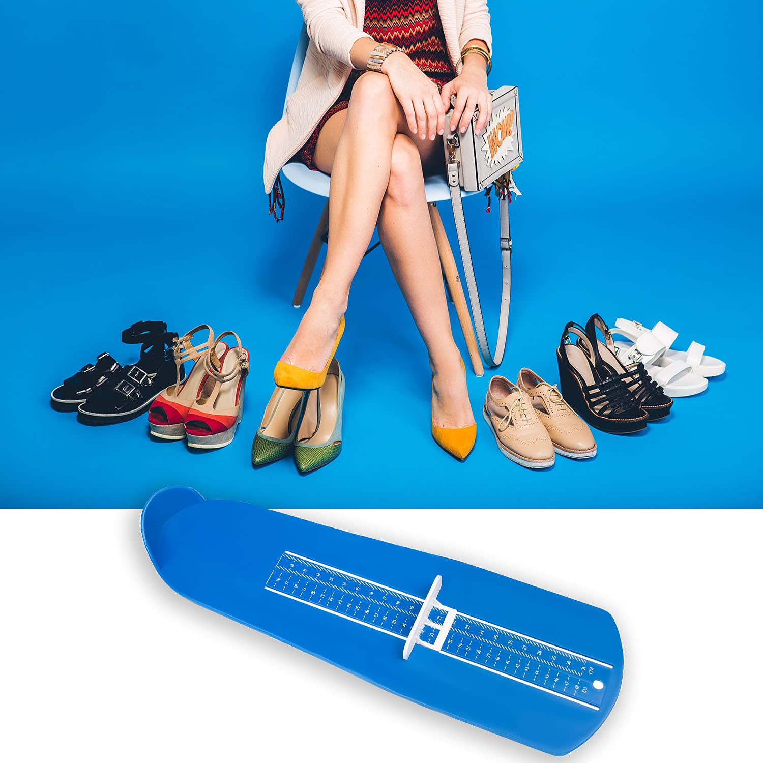 Appareil de mesure des pieds pour enfants et adultes, pointures 15-48, bleu, 16712