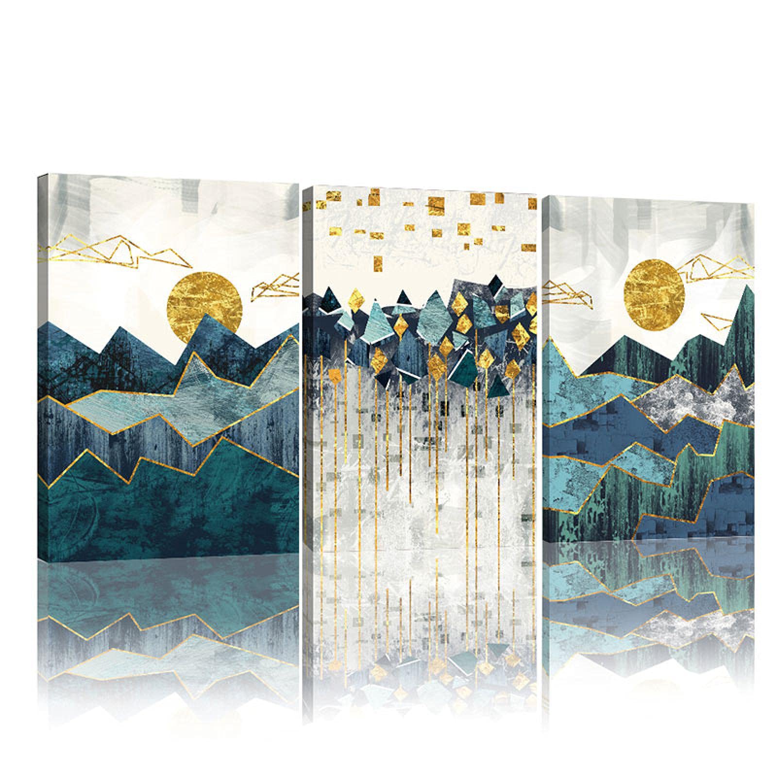 Affiche montagne géométrique abstraite or triptyque décoration murale salon - 8