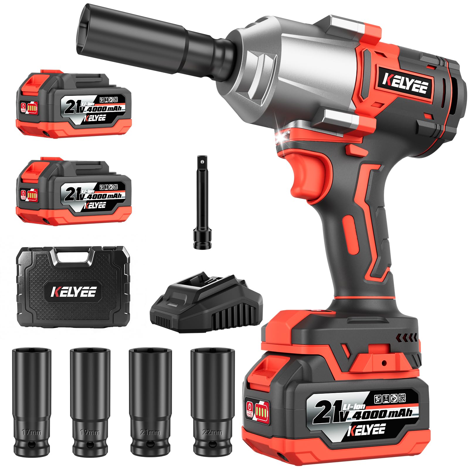 kelyee Cordless Impact Wrench, 996Ft-lbs 1/2"