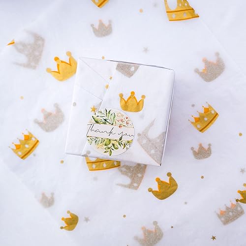 Miniatura 2 de MR FIVE 100 hojas blancas con papel de seda dorado a granel, 20 x 14 pulgadas, papel de seda de diseño dorado para bolsas de regalo, cumpleaños, San