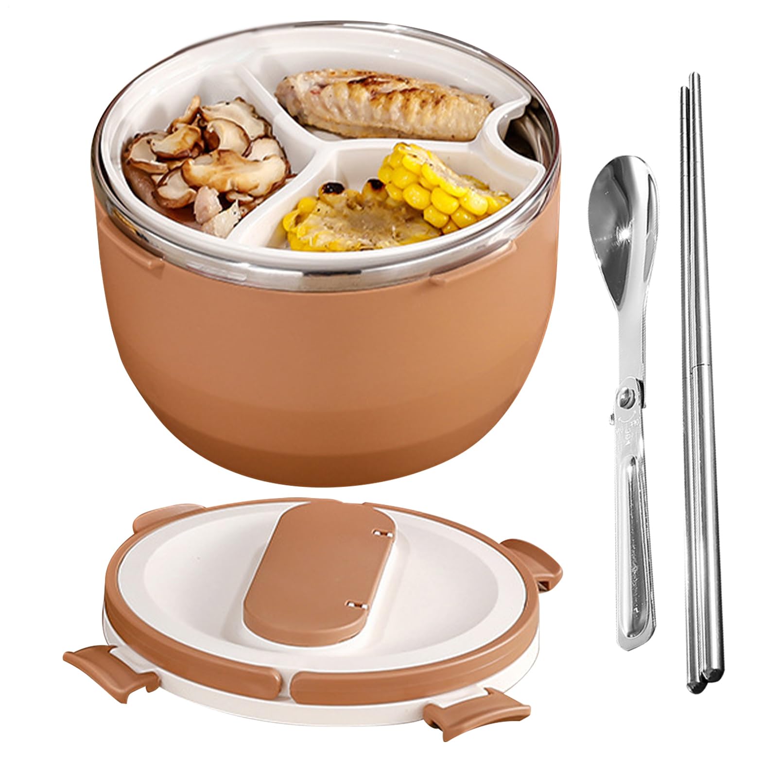 Fiambrera portátil para comida caliente y ensaladas con almacenamiento de compartimentos