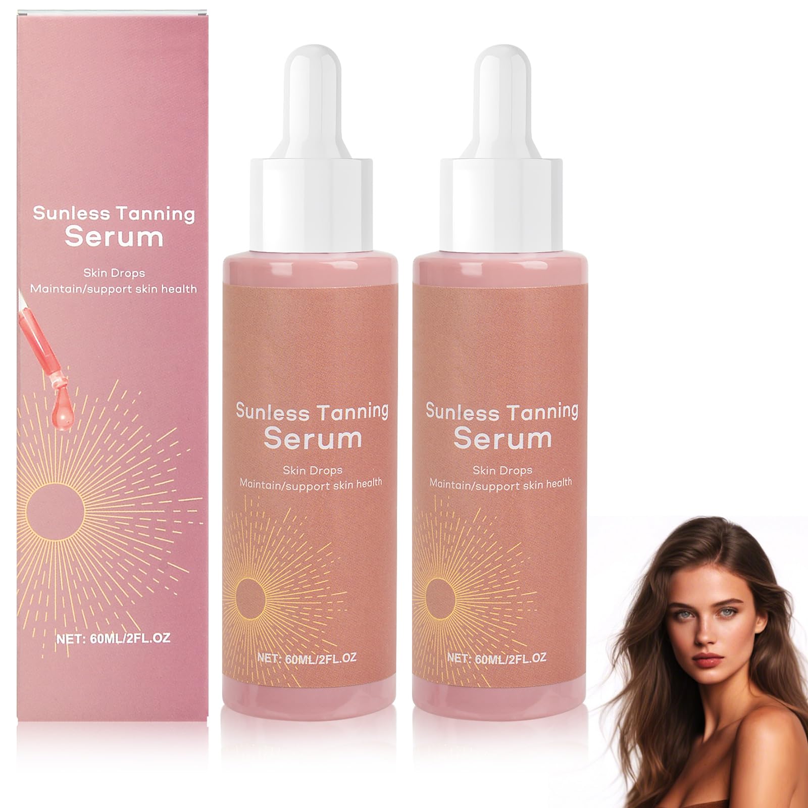 Sunless Tanning Drops, 2 szt. samoopalacz, 120 ml, krople samoopalające, krople samoopalające, samoopalacz do twarzy i ciała