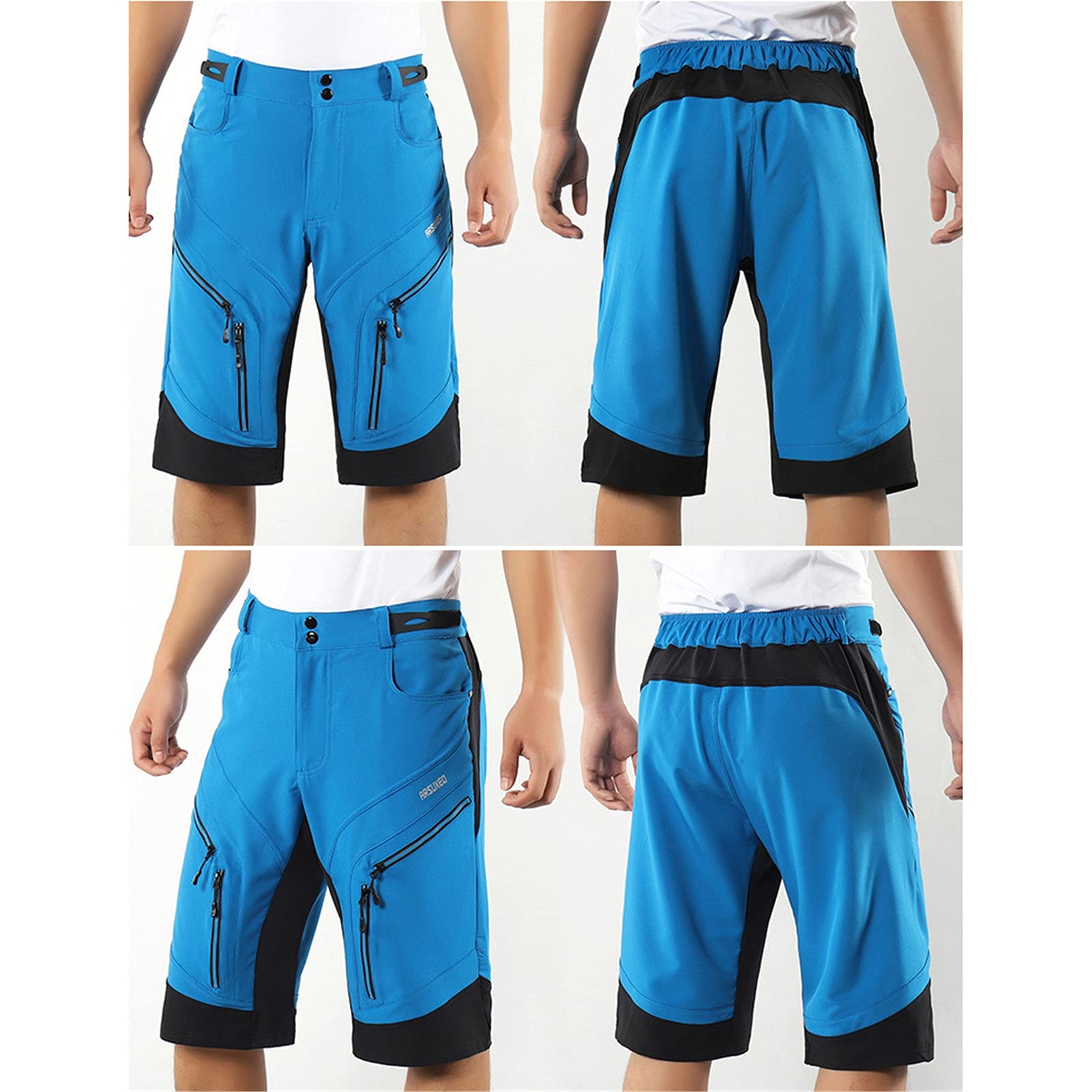 Szorty rowerowe Męskie spodenki MTB Spodenki rowerowe z kieszeniami na zamek błyskawiczny Oddychające szybkoschnące spodenki do roweru górskiego Baggy Shorts do biegania na świeżym powietrzu Trening na siłowni bez wyściółki (kolor: E, rozmiar: B(M))