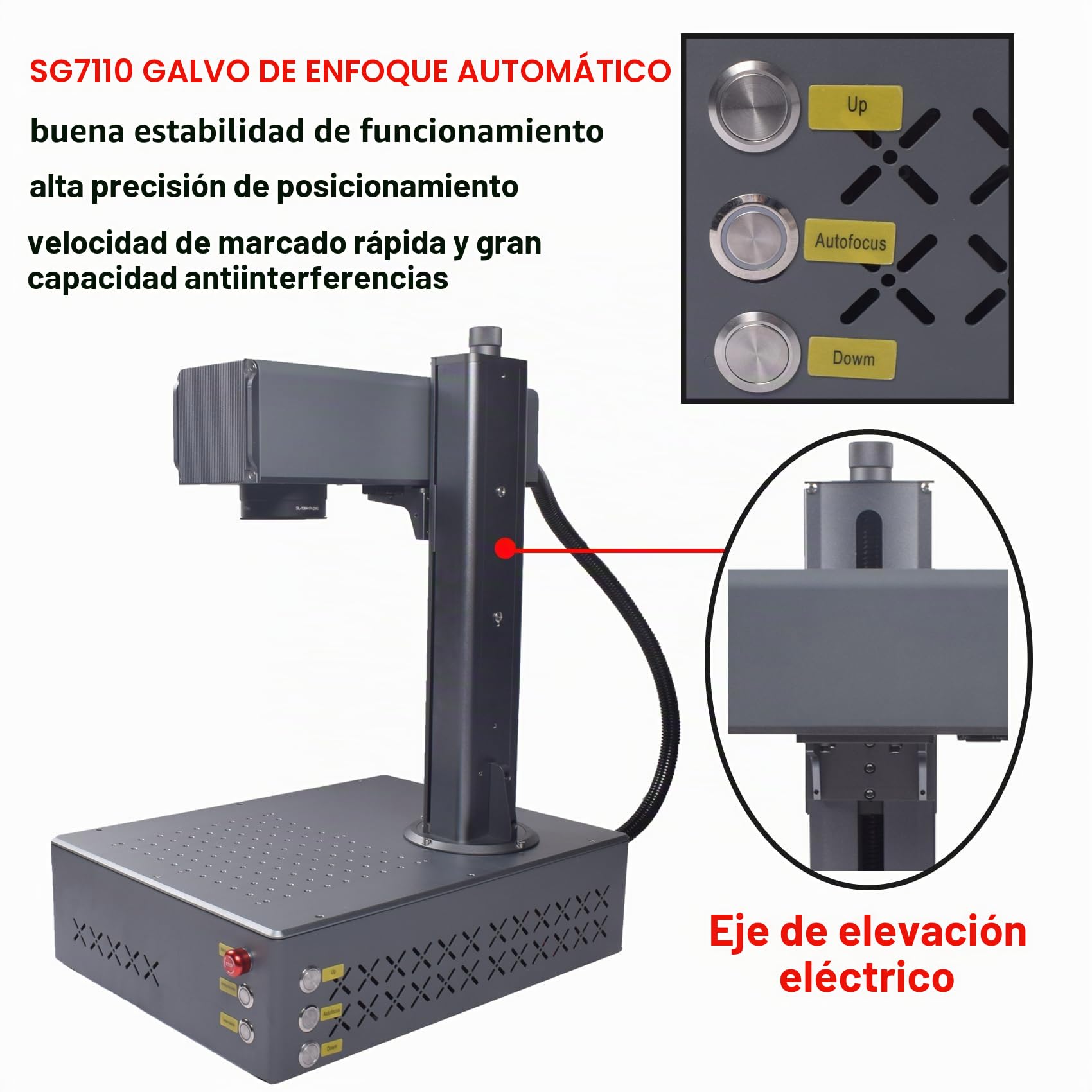 Máquina de grabado láser de fibra de enfoque automático 100W