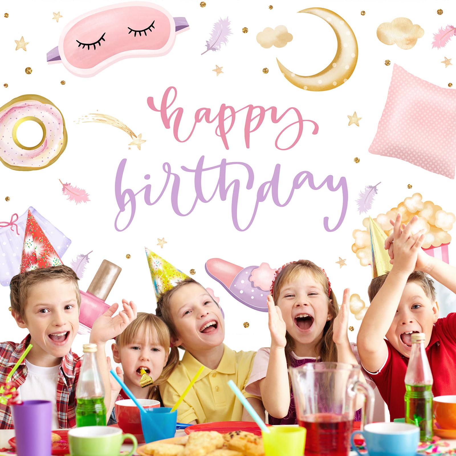 Hintergrund Für Sleepover-Party – Rosa Pyjama-Thema, 2,1 X 1,5 M, Aus Vinyl Für Fotos & Deko