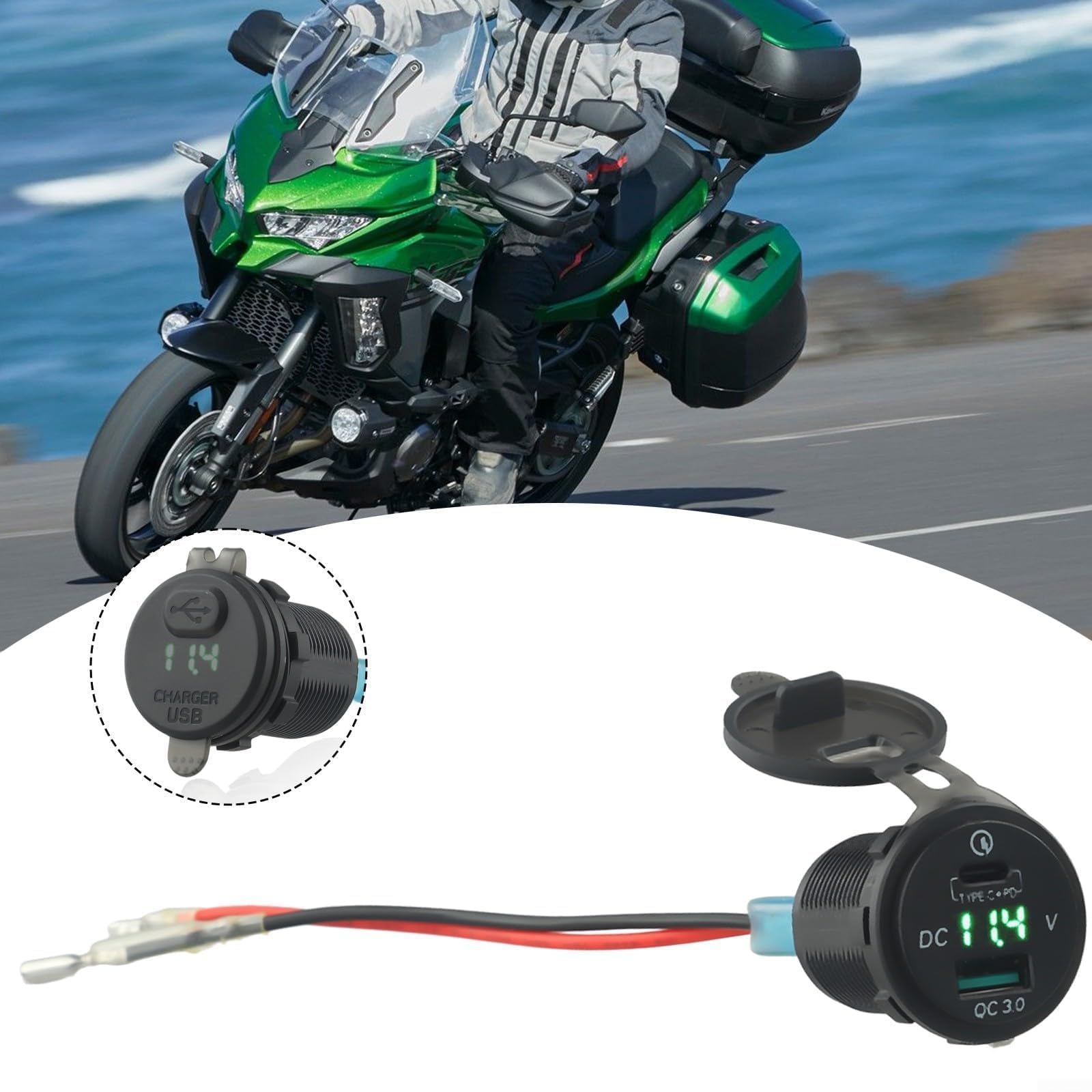 Caricatore Rapido USB Tipo-C per Kawasaki Versys 650 1000 X300 400 650 Accessorio Moto con Relè