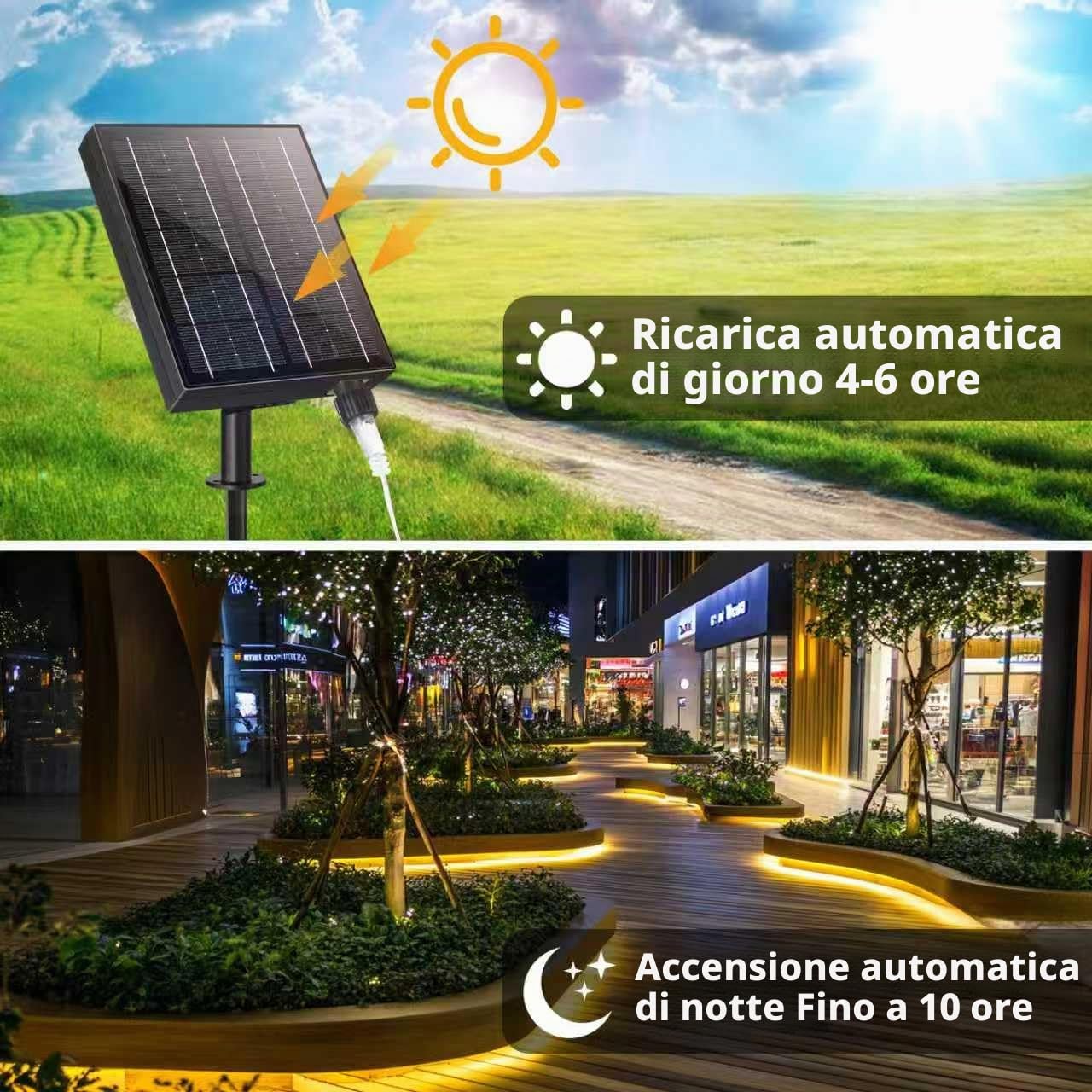 53M 500LED Catena Luminosa Esterno Solare, Super Lange LED tubo luce, IP65 impermeabile 8 Modi Luci Solari da Giardino, für Garten Terrasse Schlafzimmer Party, Matrimonio, Villa Deko (riscalda)