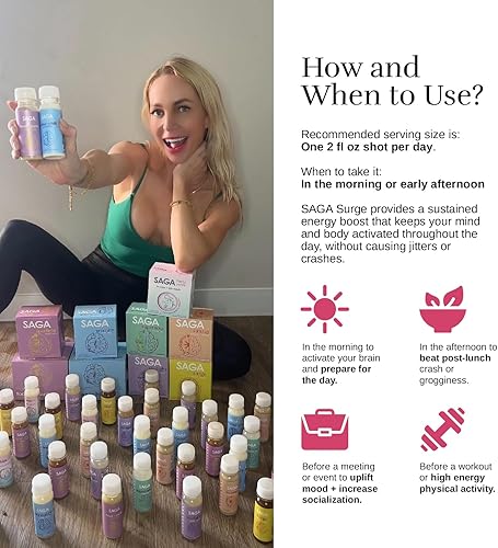 Miniatura 6 de SAGA Surge Mushroom Energy Juice Shots, bebida con cafeína, suplemento para refuerzo de resistencia y apoyo inmunológico, bebida funcional con yerba