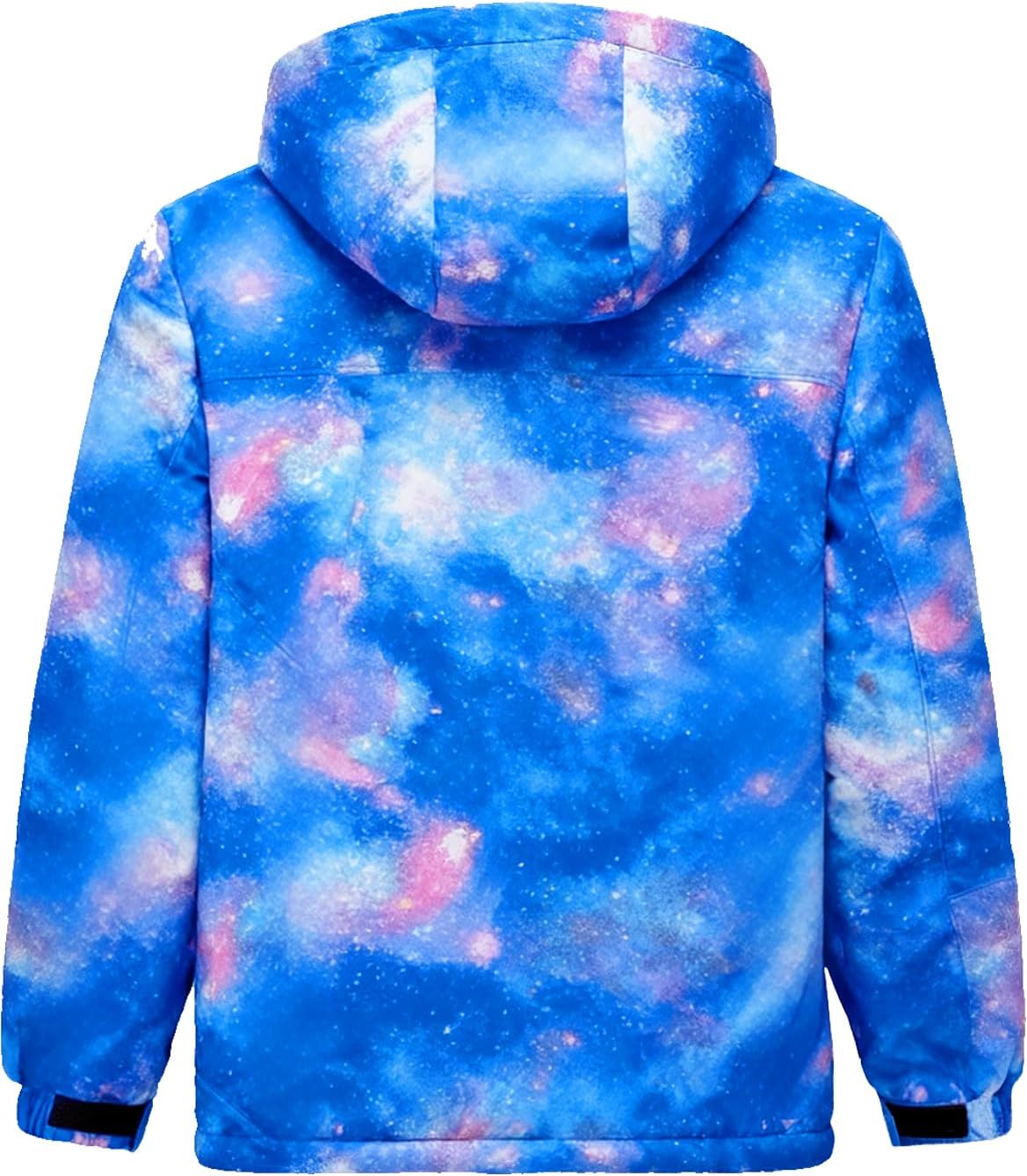 Boy's Waterproof Ski Jacket, Warm Fleece Lined Winter Snow Windproof Jackets, Hooded Ski Coat