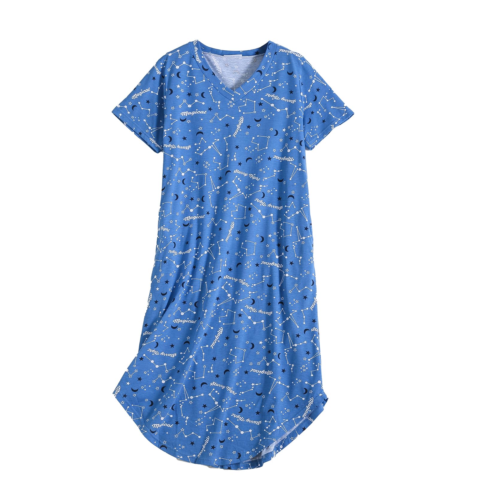 PNAEONG Nightgowns for Women Cotton Short Sleeve Long Nightshirts