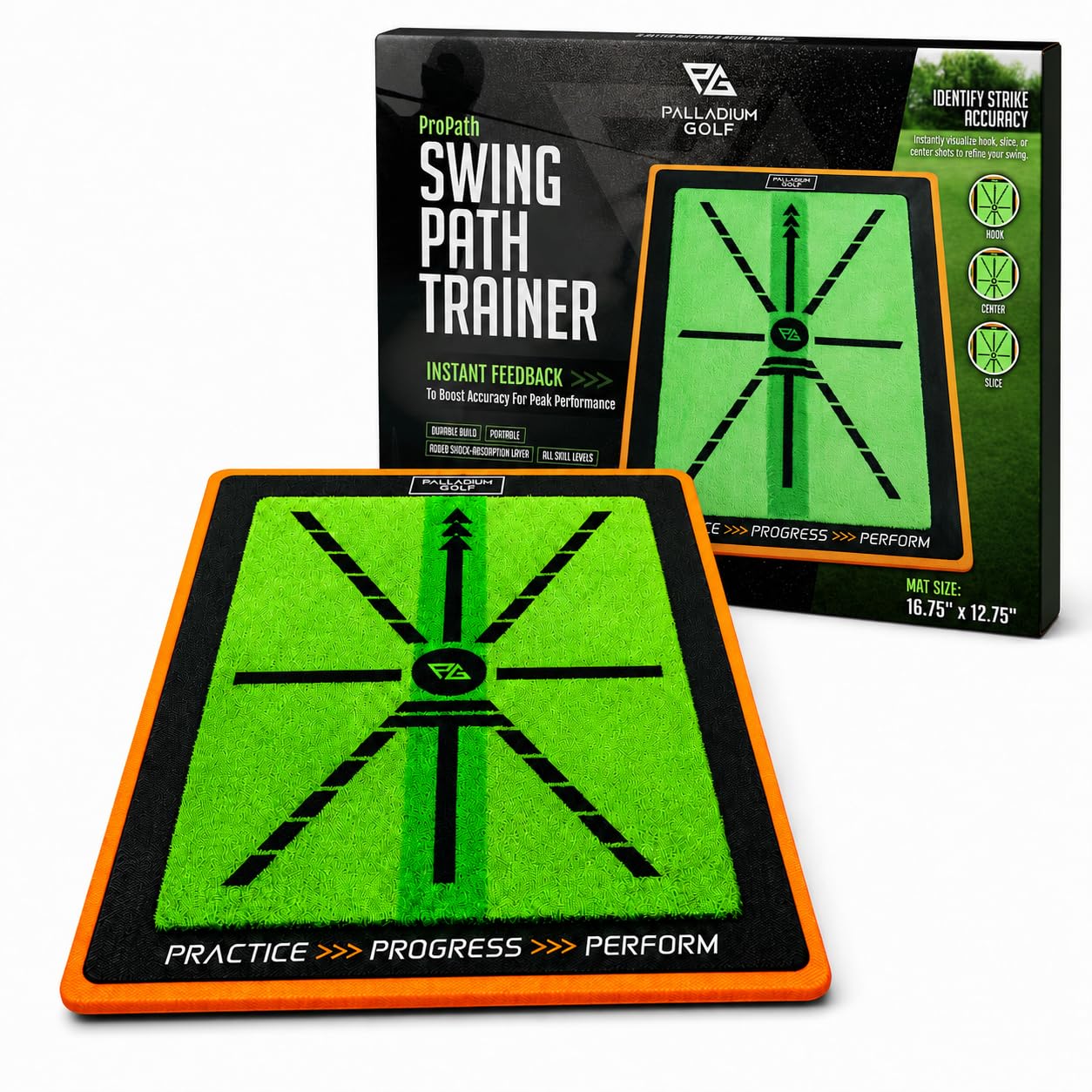 Palladium Golf Palladium Golf Hitting Mat – Golf Swing Path Training Mat with Swing Path Feedback, Indoor and Outdoor Golf Practice Mat, Golf Training Aid for Alignment and Swing Improvement