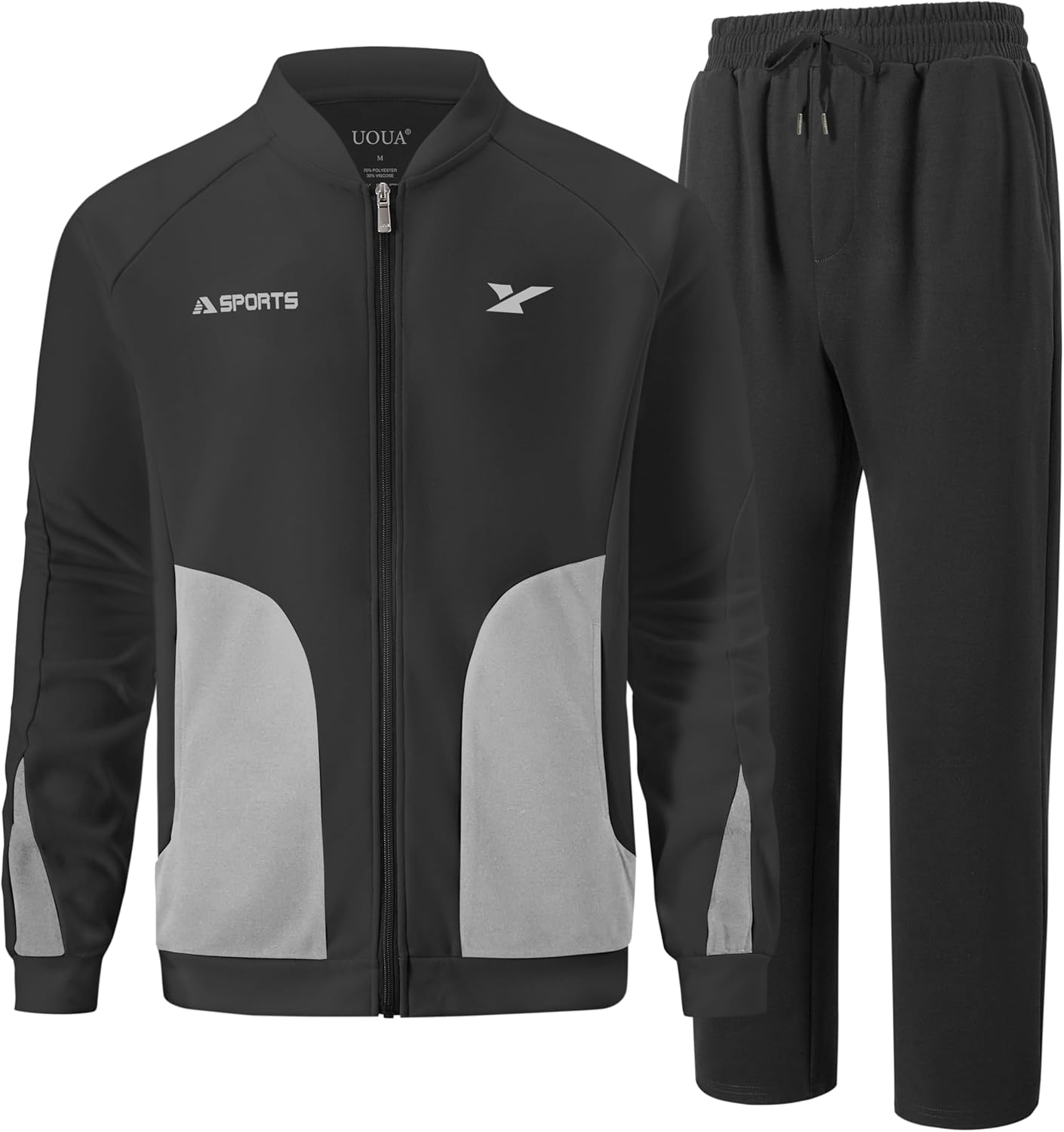 UOUA Mens Tracksuits 2 Piece Set Long Sleeve Sweatsuit Outfits Workout Jogging Suits