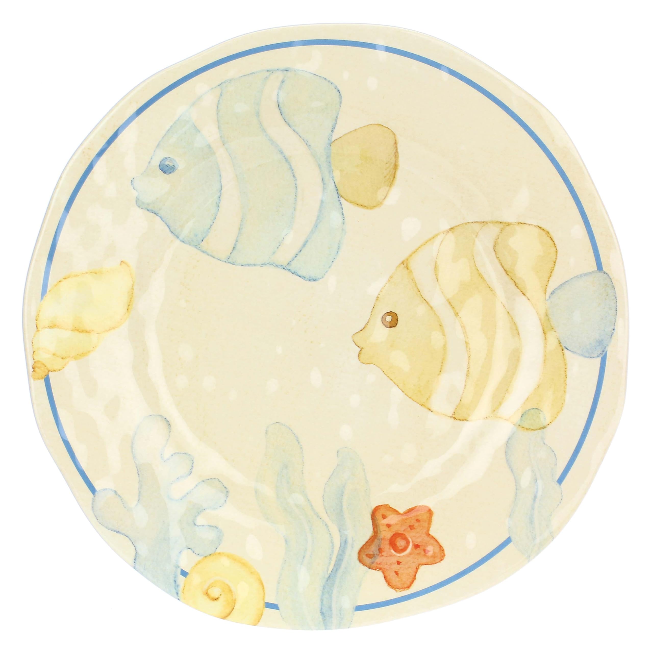 THUN, Set 2 Piatti Piani in Melammina, Linea Mare da Amare, Idea Regalo per la Cucina, Ø 27 cm