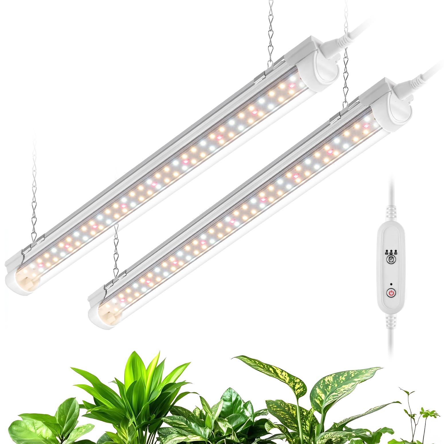 Photo 1 of Bstrip T8 Grow Light, 1.4FT 36W (2 x 18W) Plant Lights for Indoor Growing with Timer, Full Spectrum with 660nm Red LEDs, 3467K, Ideal for Indoor Plants, Greenhouse, Seeding, Linkable Design, 2-Pack