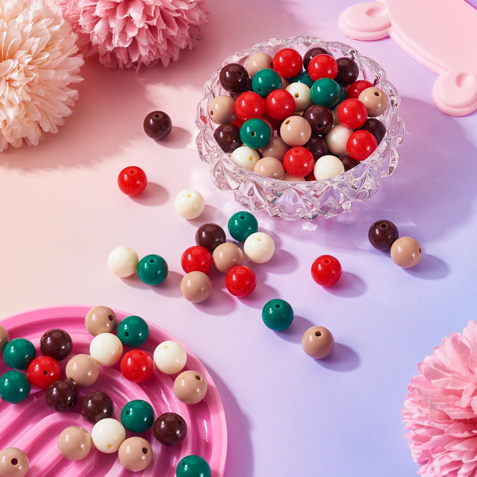 Spritewelry 100Pcs 12mm Acrylic Round Beads Opaque Bubblegum Beads Loose Spacers Balls for DIY Christmas Keychain Bracelet Necklace Jewelry Making - Image 4