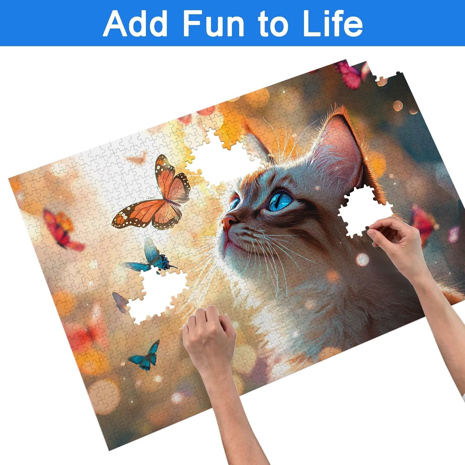Puzzle 4000 Pezzi Farfalla, Puzzle Gatto 4000 Pezzi Arte per Adulti e Bambini, Misura: 141.5x87.5 cm, Puzzles Legno per Adulti con Squisita Scatola di Imballaggio, Regalo Donna, Regalo Uomo, -8889