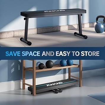 Weight Bench, Flat Bench, Foldable Fitness Flat Bench for Full Body Training, Weight Bench Training Bench for Home Gym, Black