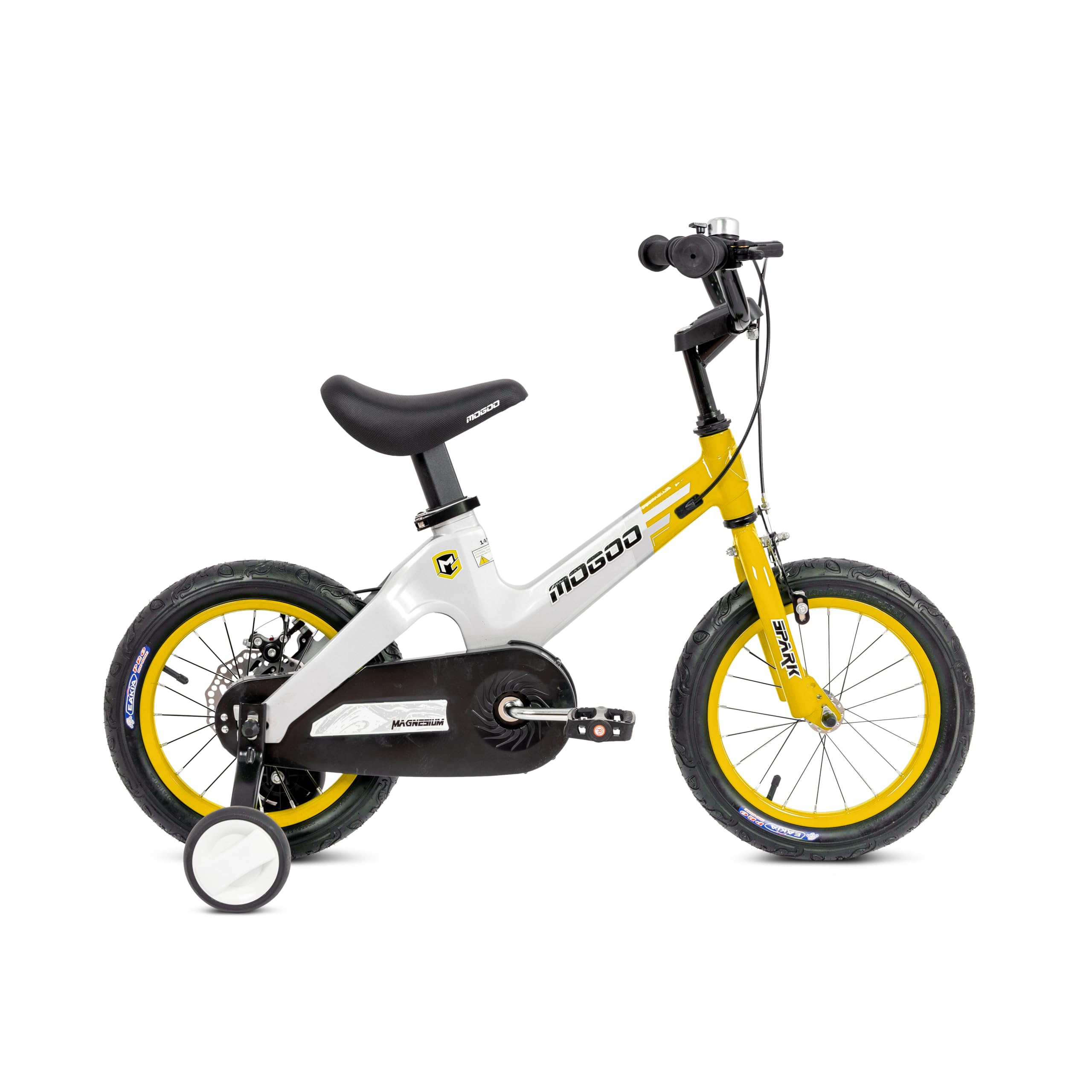 Mogoo Spark Kids Magnesium Alloy Bike for 2-8 Years Old Boys Girls, Adjustable Height, Disc Handbrakes, 12/14/16-Inch Bicycle w Training Wheels