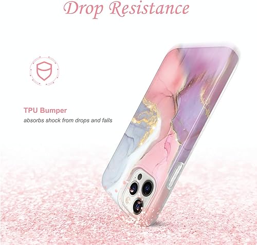 Miniatura 5 de JIAXIUFEN - Funda delgada brillante compatible con iPhone 12 y iPhone 12 Pro, tipo mármol, a prueba de golpes, funda de teléfono de TPU, de suave