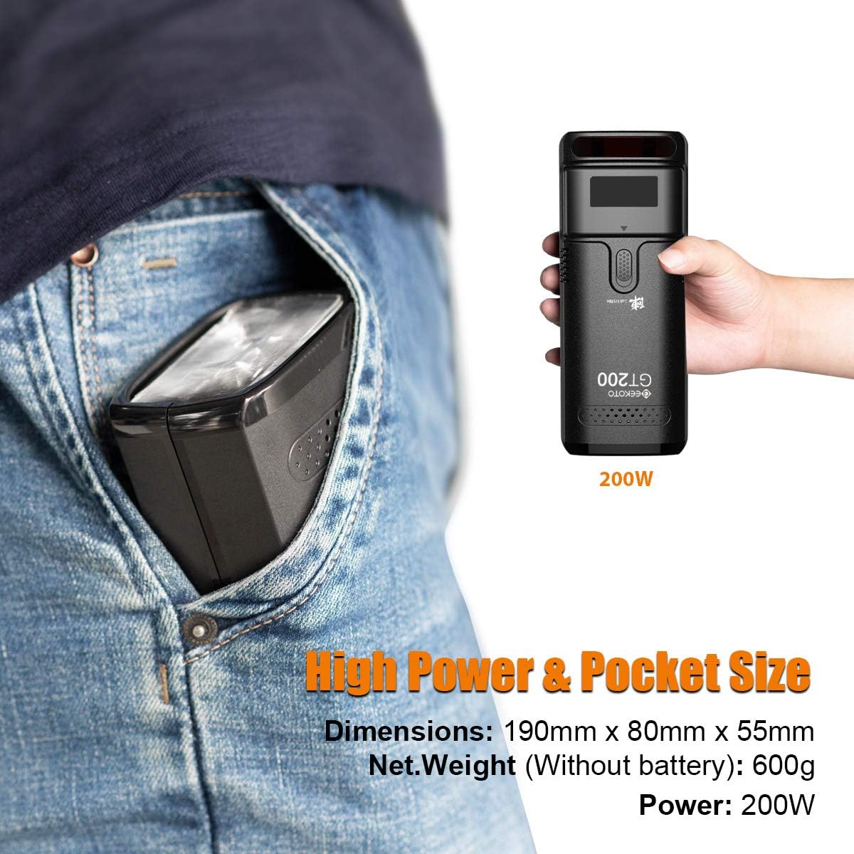 GEEKOTO Flash Speedlite Kit 200W TTL Flash Strobe Light with