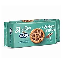 Riso Scotti Si con Riso, Crostatina Cacao, Biscotti con Crema al Cioccolato Senza Lattosio, Ideale per la Colazione, Senza Olio di Palma, Senza Proteine del Latte, 144 gr