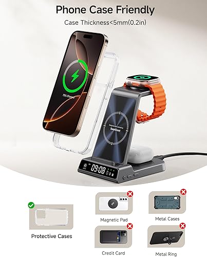 Miniatura 6 de Cargador inalámbrico para dispositivos Apple, estación de carga inalámbrica 3 en 1 para iPhone 16 Pro Max16 Pro15141312, cargador de Apple Watch