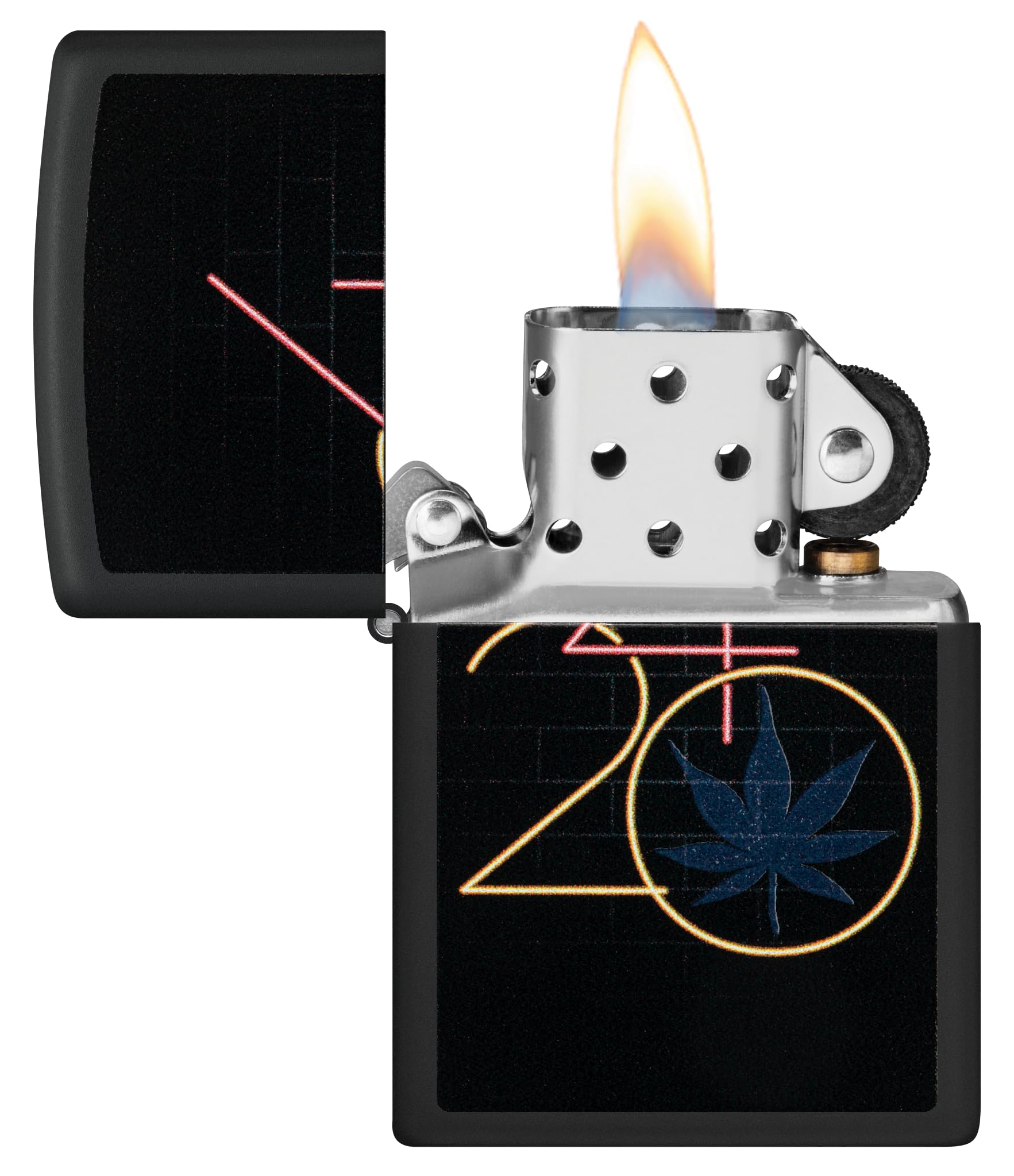 Zippo Windproof Lighter, 420 Design, Matt Black, Black Light, Refillable, Reusable, Windproof Design, available in Gift Box - Image 3