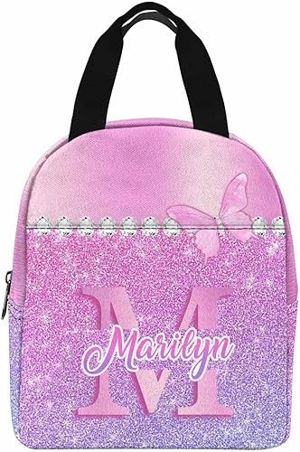 Miniatura 6 de Lonchera personalizada con nombre para niños, diseño de mariposas, nubes, estrellas, hielera, reutilizable, para hija, nieta, sobrina, regalos